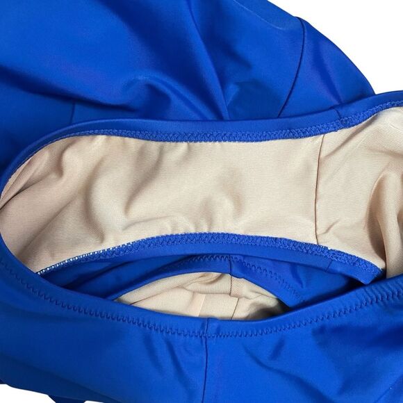 J. Crew Cross Back One Piece Swimsuit Royal Blue Size 8 V-Neck Plunge Low Back - Picture 10 of 13